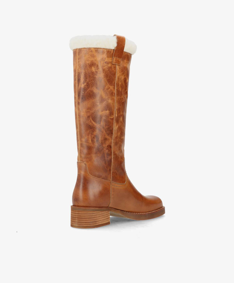PREORDER - CAMERON LONG Warm - Cognac læder - Lang støvle Dame
