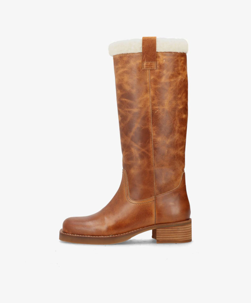 PREORDER - CAMERON LONG Warm - Cognac læder - Lang støvle Dame