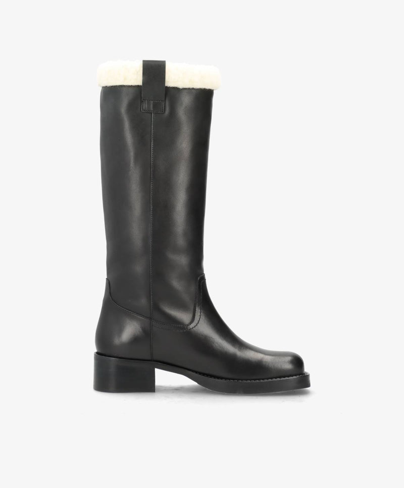 PREORDER - CAMERON LONG Warm - Sort læder - Lang støvle Dame