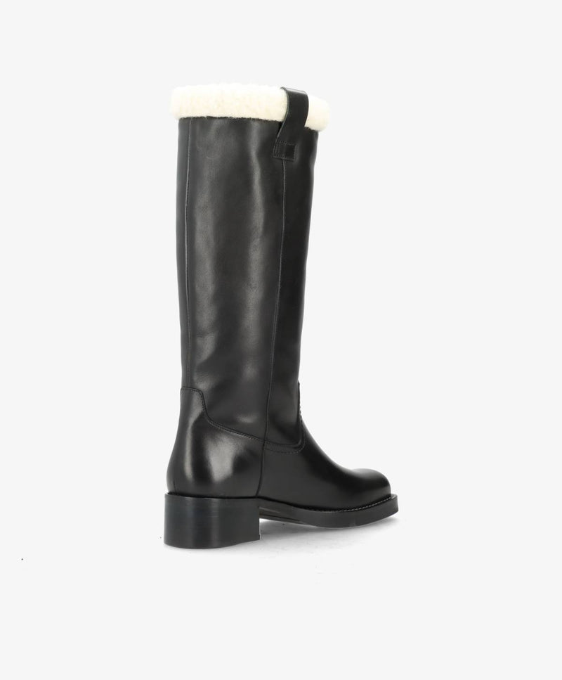 PREORDER - CAMERON LONG Warm - Sort læder - Lang støvle Dame