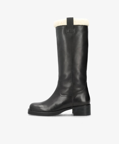 PREORDER - CAMERON LONG Warm - Sort læder - Lang støvle Dame