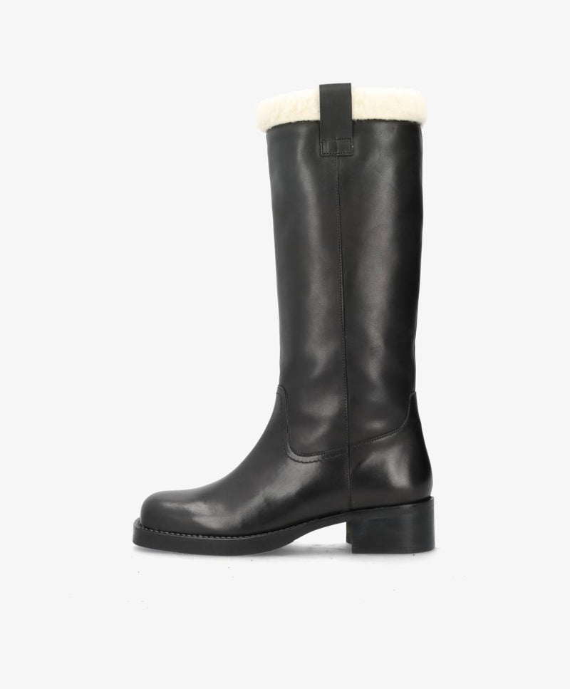 PREORDER - CAMERON LONG Warm - Sort læder - Lang støvle Dame