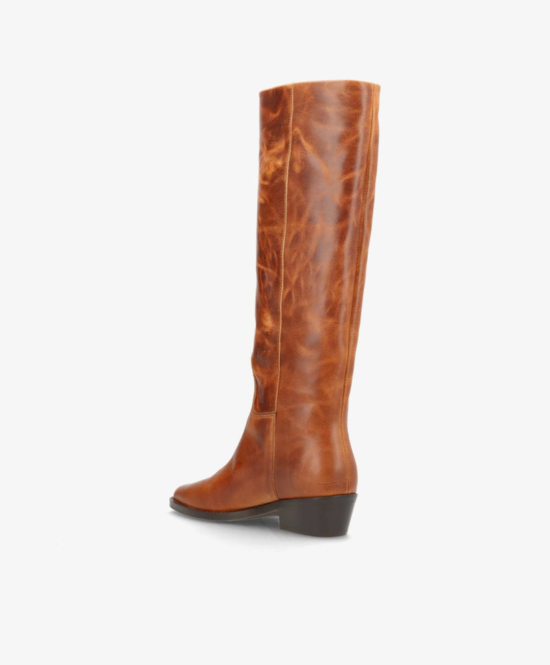 CONFIDENCE LONG - Cognac læder - Lang støvle Dame
