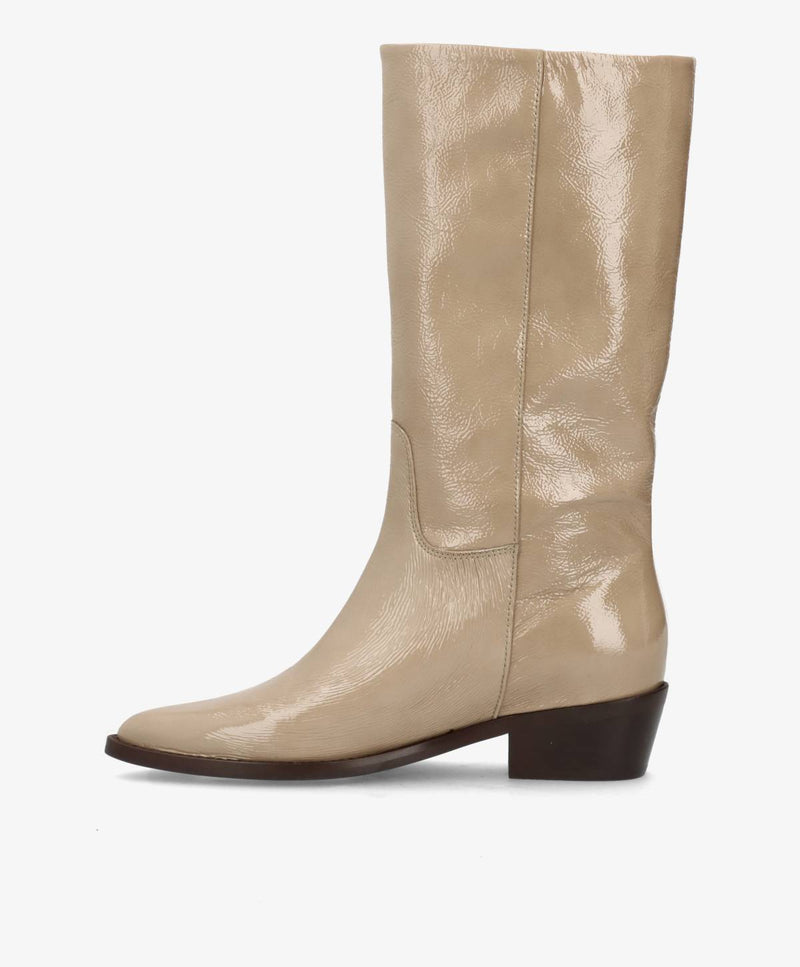 CONFIDENCE P - Beige lak læder - Høj støvle Dame
