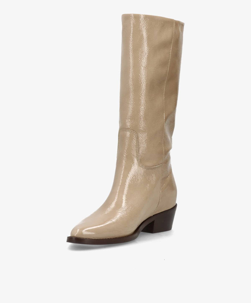 CONFIDENCE P - Beige lak læder - Høj støvle Dame