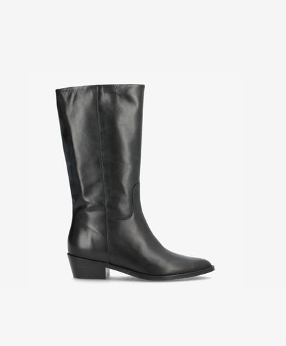 CONFIDENCE - Sort læder - Høj støvle Dame