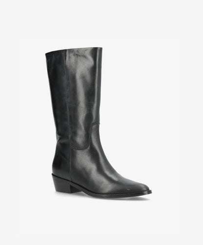 CONFIDENCE - Sort læder - Høj støvle Dame