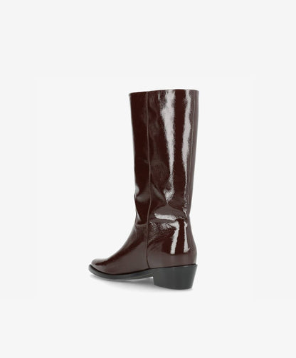 CONFIDENCE P - Brun lak læder - Høj støvle Dame