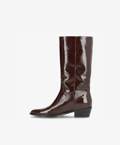 CONFIDENCE P - Brun lak læder - Høj støvle Dame