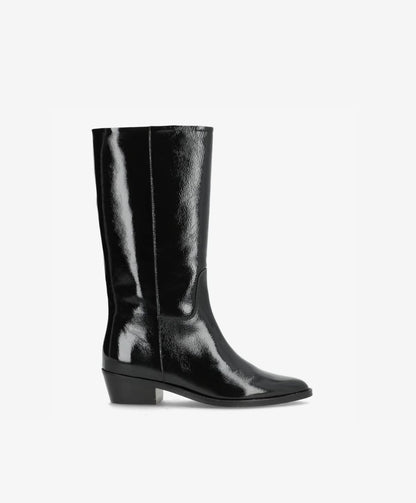 CONFIDENCE P - Sort lak læder - Høj støvle Dame