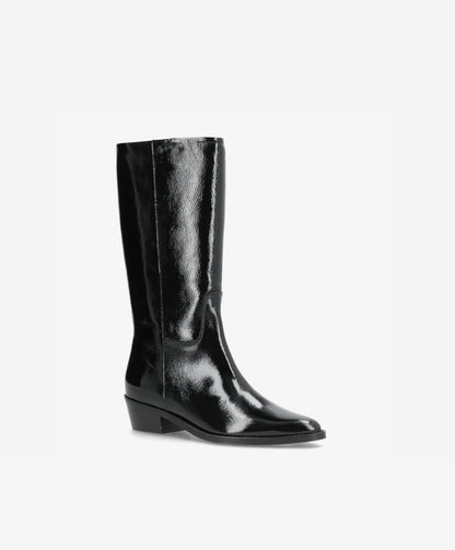 CONFIDENCE P - Sort lak læder - Høj støvle Dame