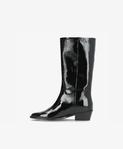 CONFIDENCE P - Sort lak læder - Høj støvle Dame