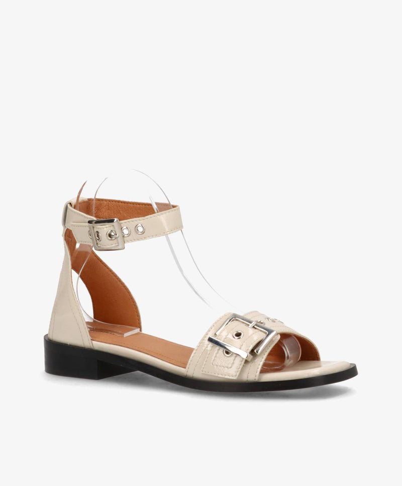 DESIRE P - Beige lak læder - Sandaler med lav hæl Dame