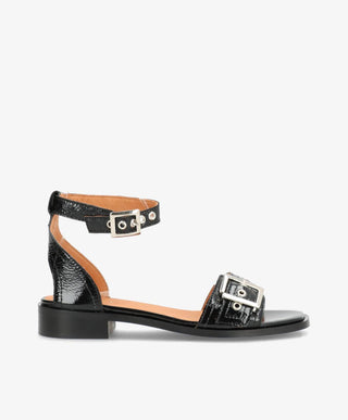 DESIRE P - Sort lak læder - Sandaler med lav hæl Dame