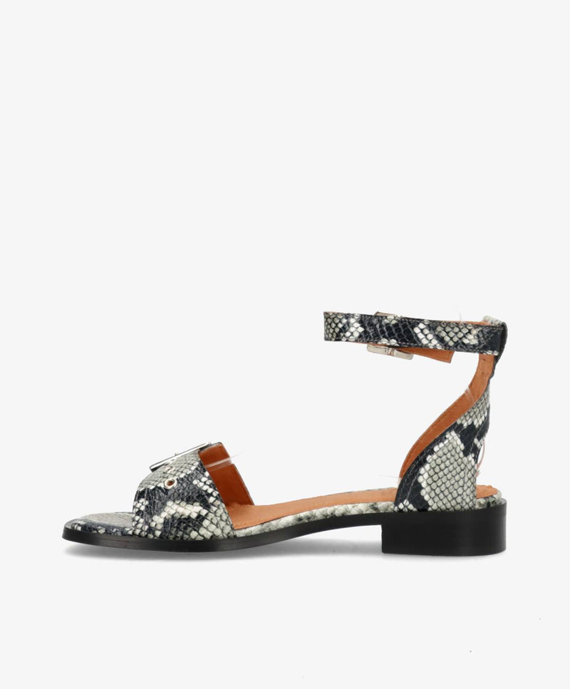 DESIRE - Offwhite snake læder - Sandaler med lav hæl Dame