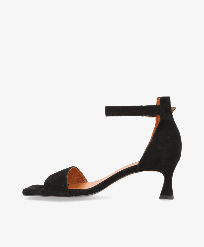ELEVATE - Sort ruskind - Sandal med hæl Dame