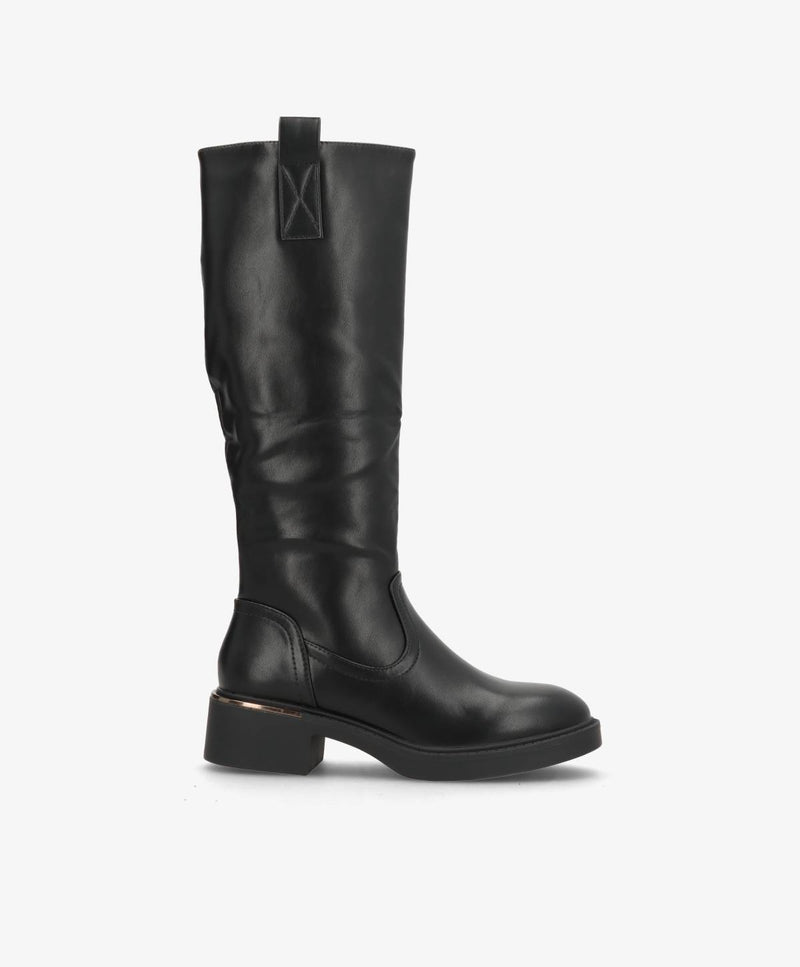 ELLE - 6351 - støvle lang - Sort