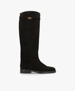 EQUESTRA LONG S - Sort ruskind - Lang støvle Dame