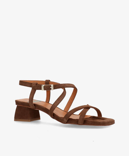 ESTEEM - Mørkebrun ruskind - Sandal med hæl Dame