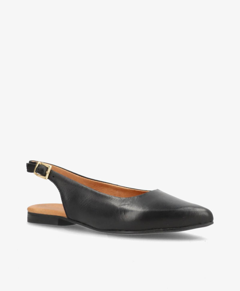ESTELLE - Sort læder - Slingback sko Dame