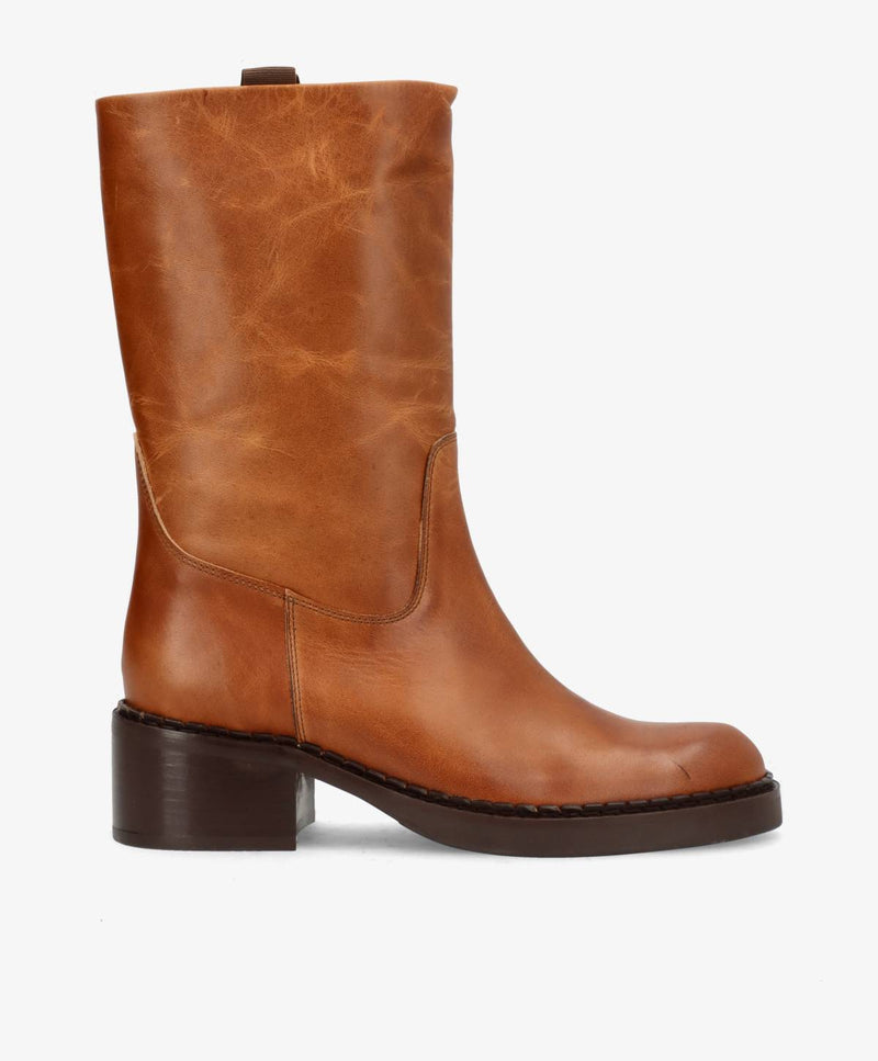 PREORDER - EXPOSED - Cognac læder - Høj støvle Dame