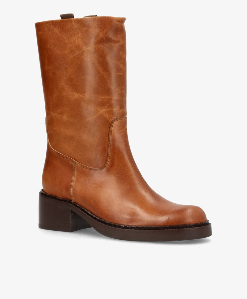PREORDER - EXPOSED - Cognac læder - Høj støvle Dame