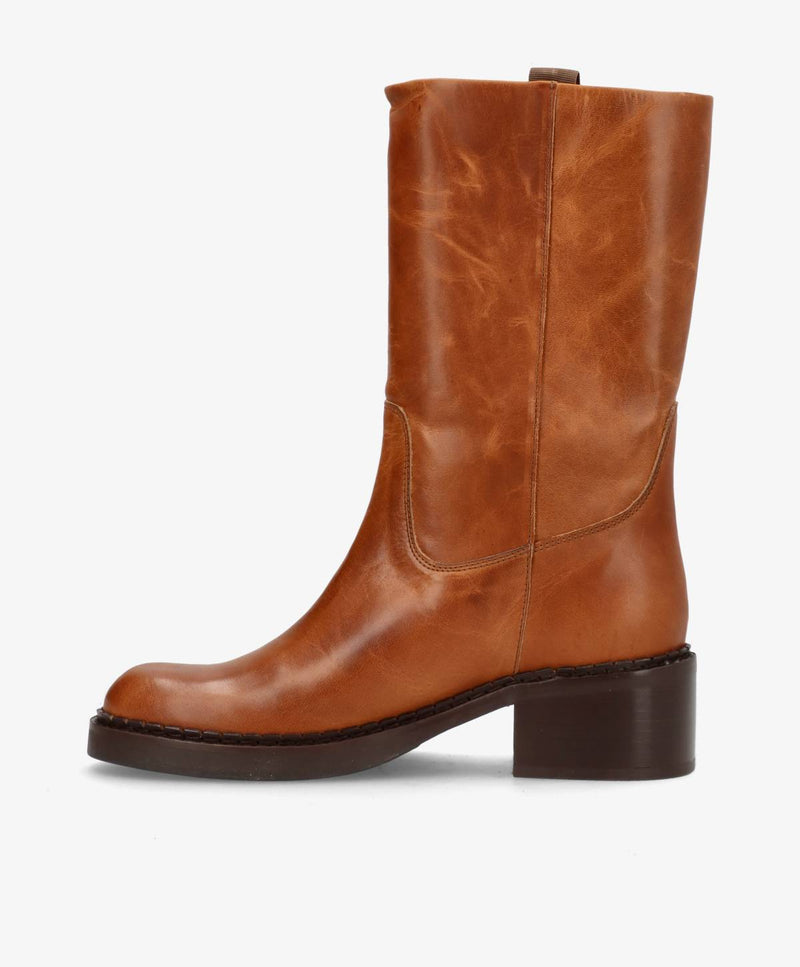 PREORDER - EXPOSED - Cognac læder - Høj støvle Dame