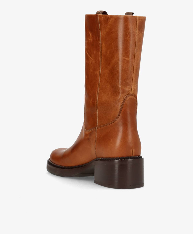 PREORDER - EXPOSED - Cognac læder - Høj støvle Dame