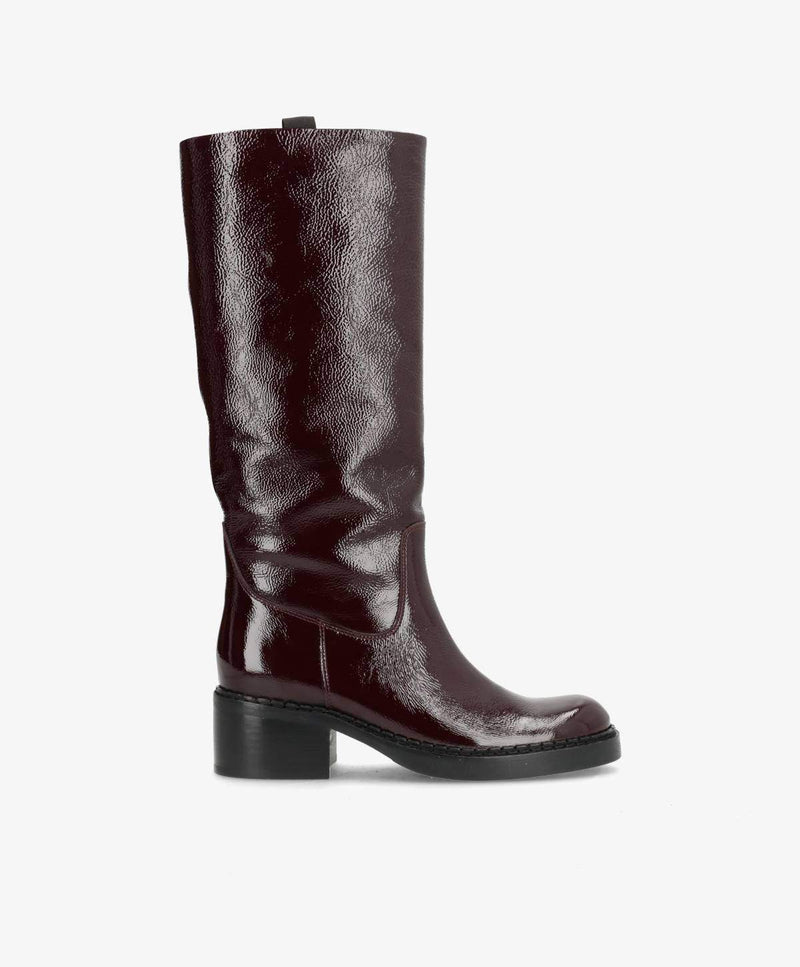 PREORDER - EXPOSED LONG P - Mørk bordeaux lak læder - Lang støvle Dame