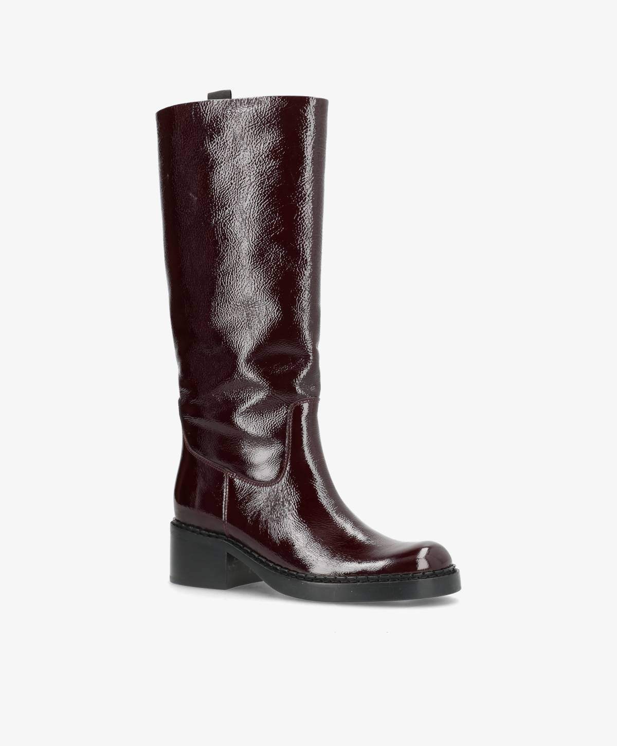PREORDER - EXPOSED LONG P - Mørk bordeaux lak læder - Lang støvle Dame