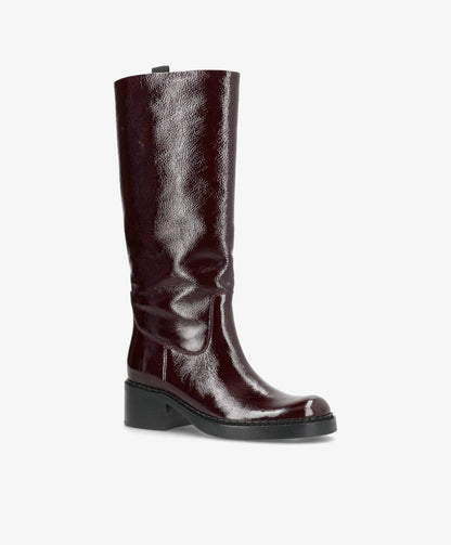 PREORDER - EXPOSED LONG P - Mørk bordeaux lak læder - Lang støvle Dame