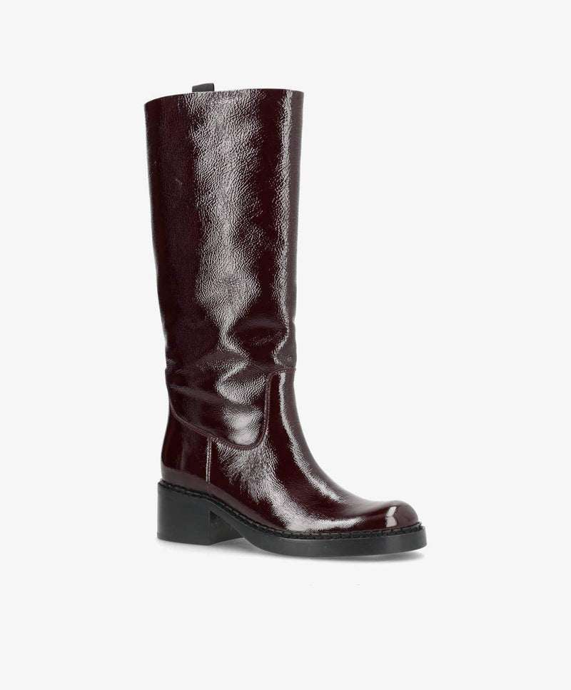 PREORDER - EXPOSED LONG P - Mørk bordeaux lak læder - Lang støvle Dame