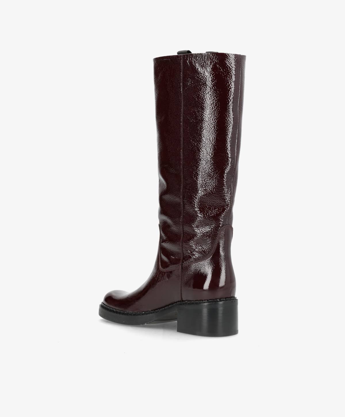 PREORDER - EXPOSED LONG P - Mørk bordeaux lak læder - Lang støvle Dame