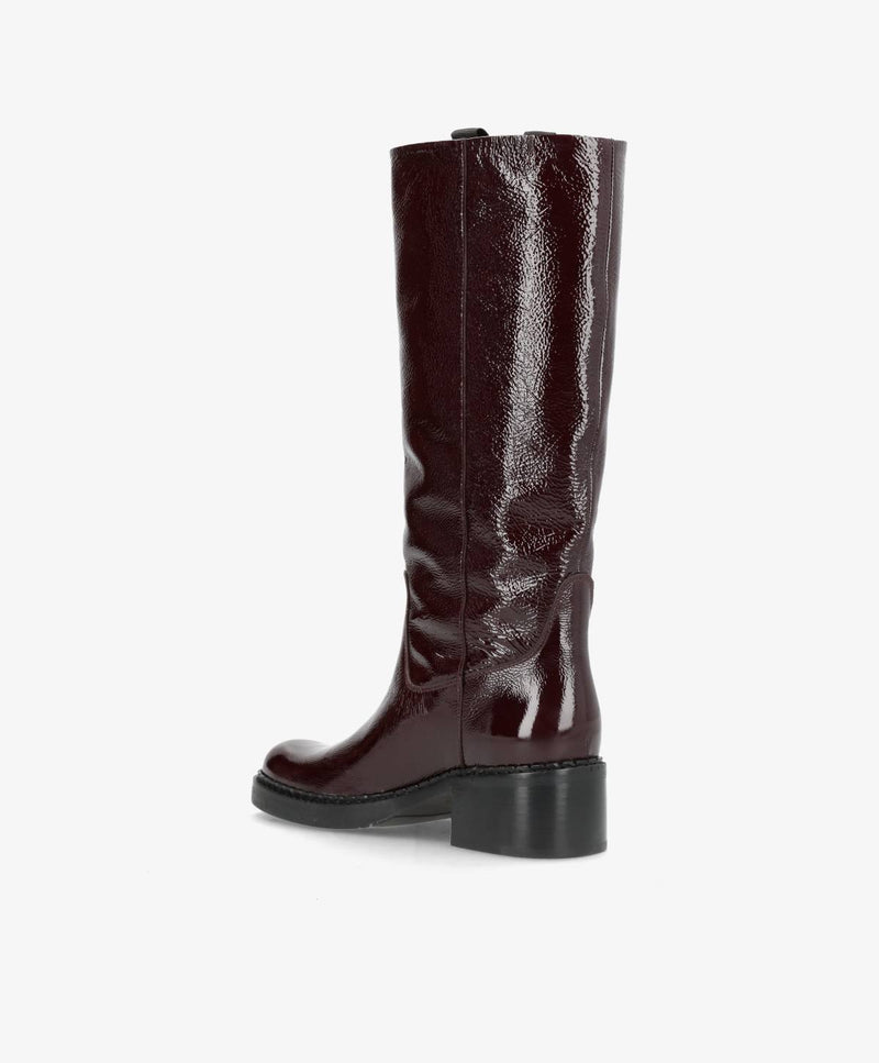 PREORDER - EXPOSED LONG P - Mørk bordeaux lak læder - Lang støvle Dame