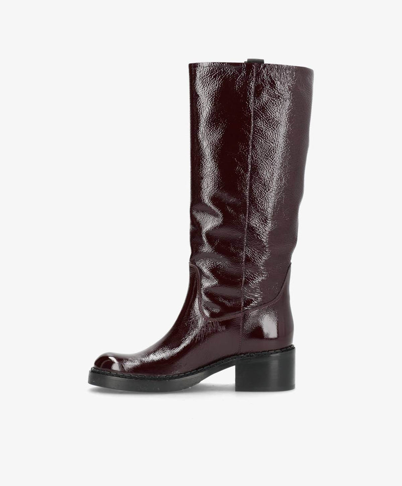 PREORDER - EXPOSED LONG P - Mørk bordeaux lak læder - Lang støvle Dame