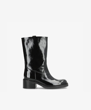 EXPOSED P - Sort lak læder - Høj støvle Dame