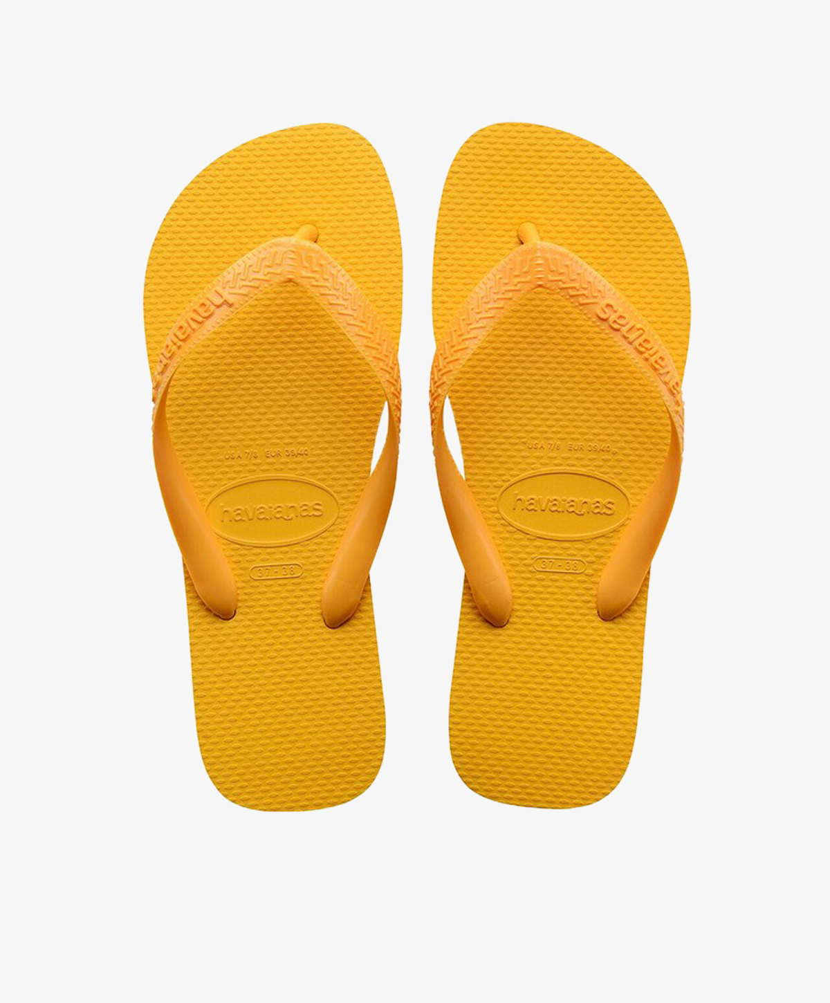 Gule Havaianas slip-ins med v-remme med logo.