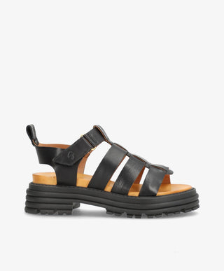 GABBY - Sort læder  - Sandal Dame