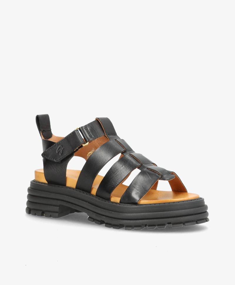 GABBY - Sort læder  - Sandal Dame