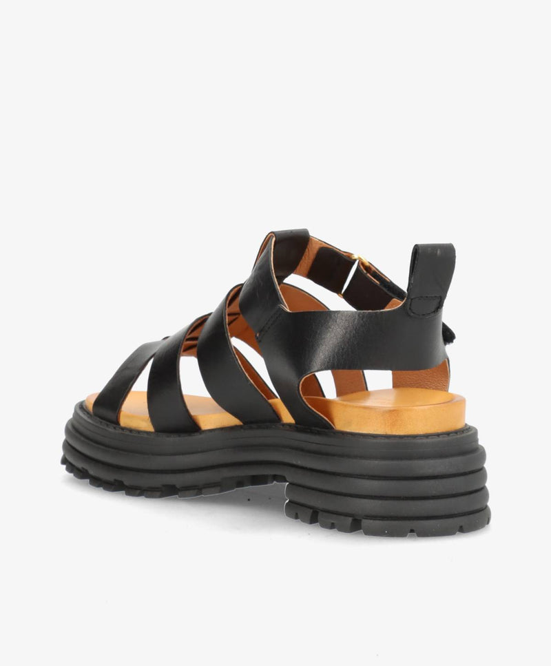 GABBY - Sort læder  - Sandal Dame
