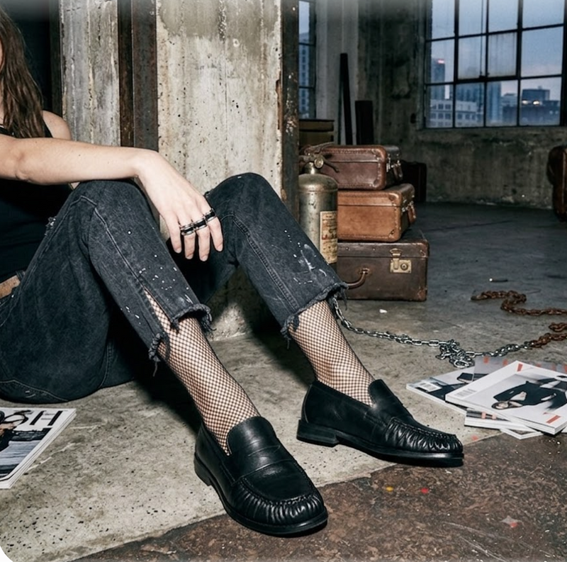 WHISPER - Sort blødt læder - Loafers Dame