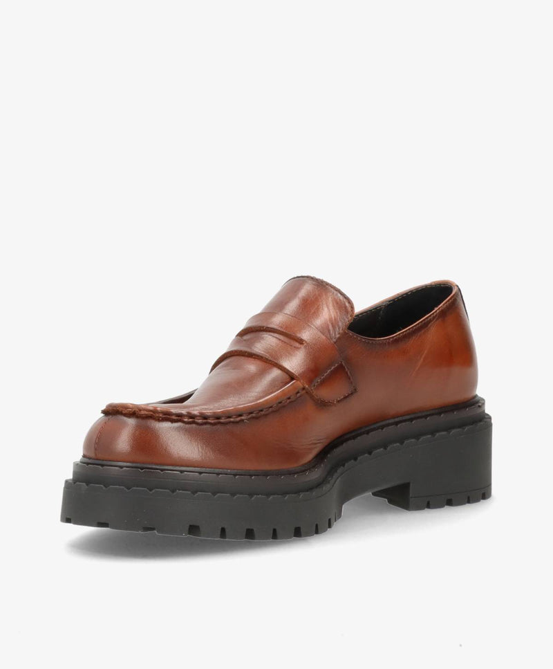 LAPER - Mellembrun læder - Loafers Dame