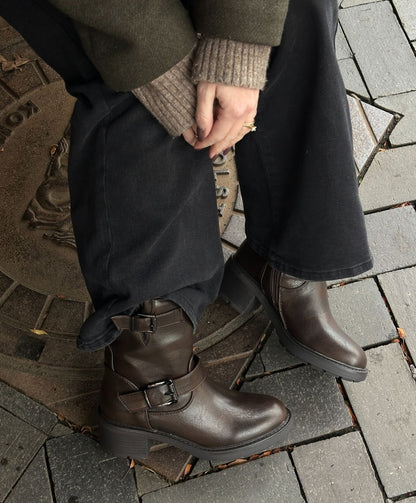 Lissy - 6302 - Dame Biker Støvle  - Brun