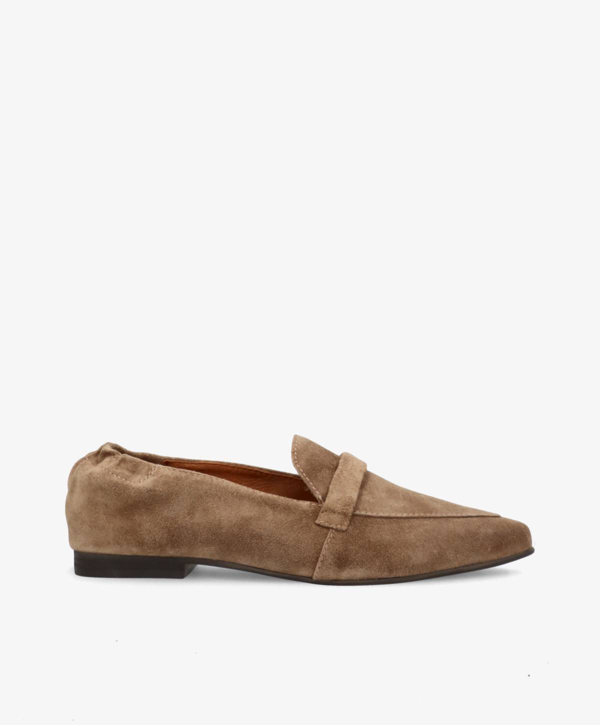 LUCY S - Mørk beige ruskind - Loafers med spids Dame