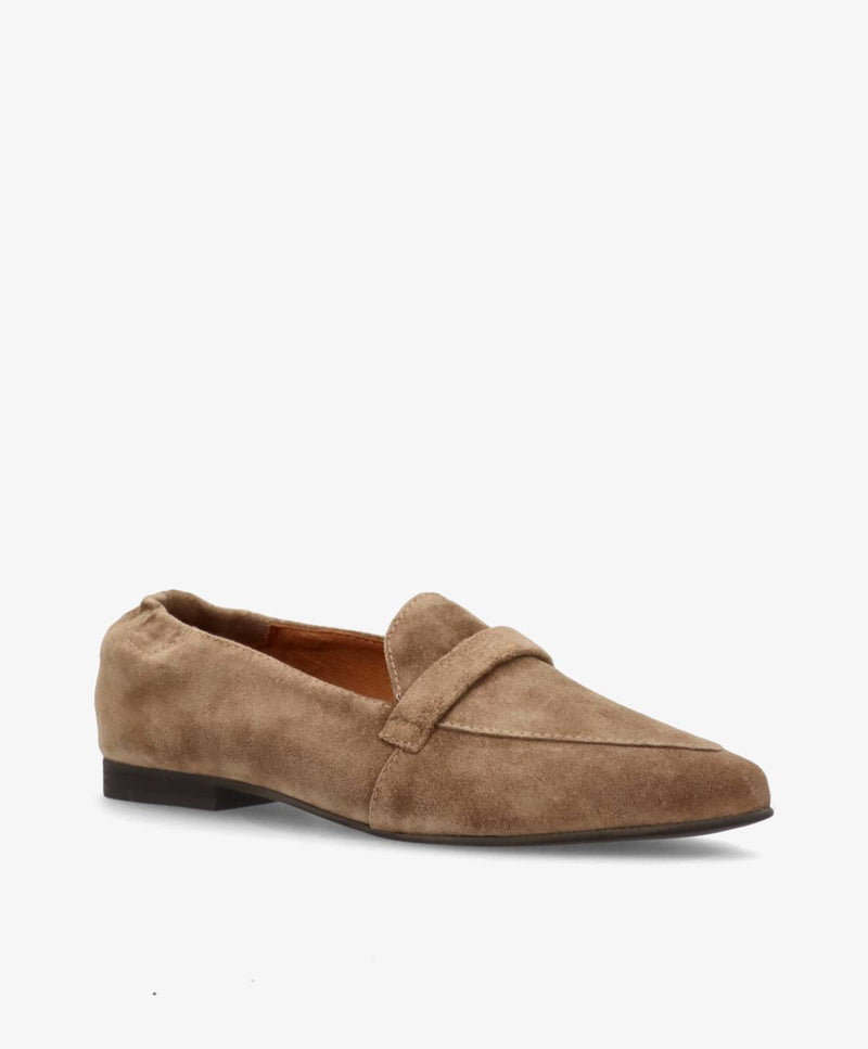 LUCY S - Mørk beige ruskind - Loafers med spids Dame