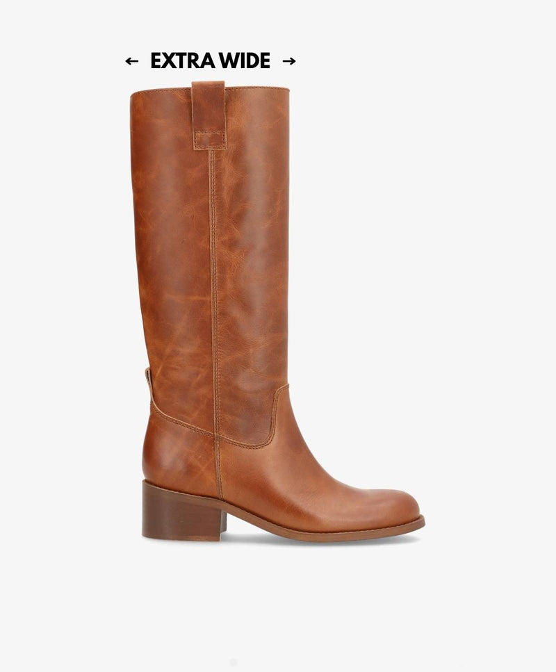 PREORDER - MARTINA LONG WIX - Cognac læder - Lang støvle Dame