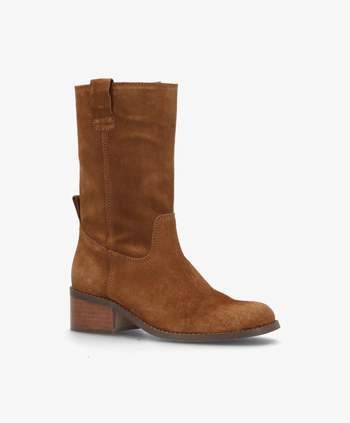 MARTINA S - Nøddebrun ruskind - Høj støvle Dame