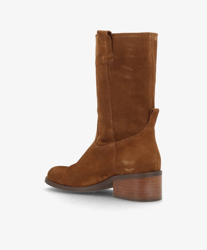 MARTINA S - Nøddebrun ruskind - Høj støvle Dame