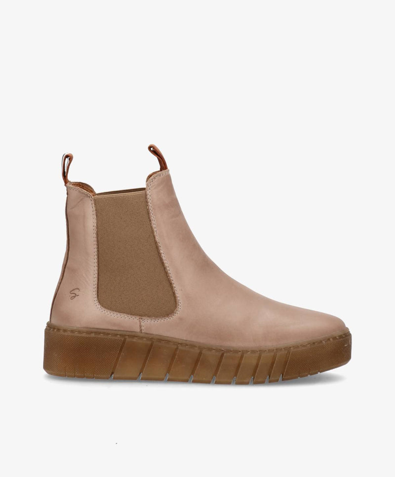 PREORDER - MOOVED - Beige læder - Chelsea støvler Dame