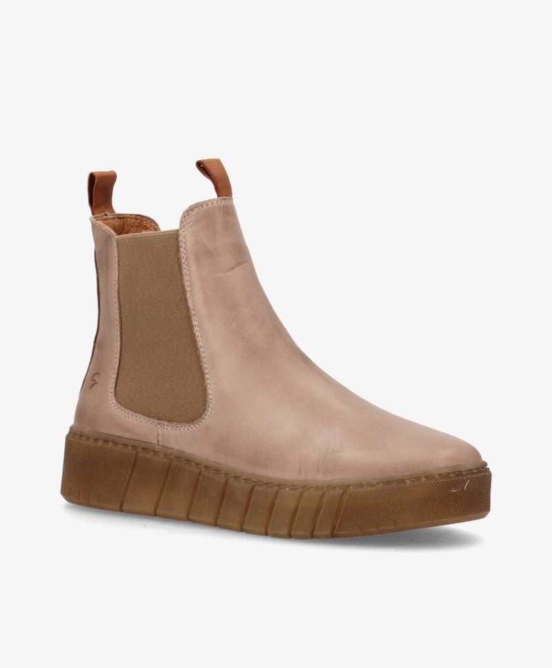 PREORDER - MOOVED - Beige læder - Chelsea støvler Dame